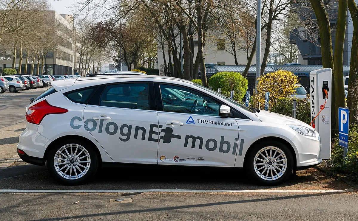Cologne, Germany: Electric Car Charging Point at TUV Rheinland Headquarters in Cologne, Germany